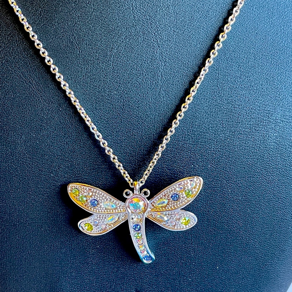 Touchstone Crystal In Flight Dragonfly Necklace
